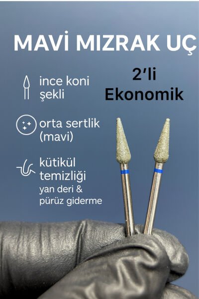 Rulia 2li Ekonomik Mavi Mızrak Freze Uç , Orta Sertlik , Kütikül Temizliği & Pürüz Giderme