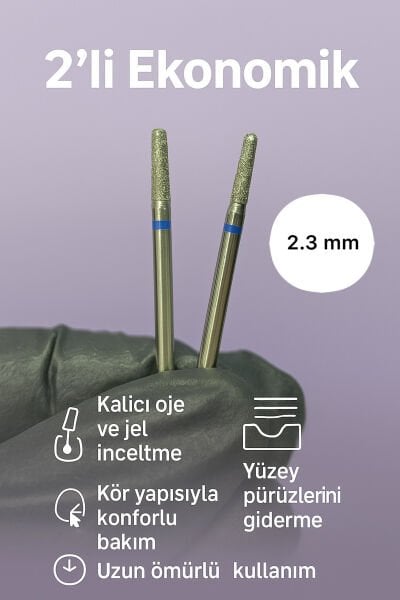 Rulia 2li Ekonomik Silindir Freze Ucu Profesyonel Kalıcı Oje ve Jel İnceltme, Dayanıklı Kaplama