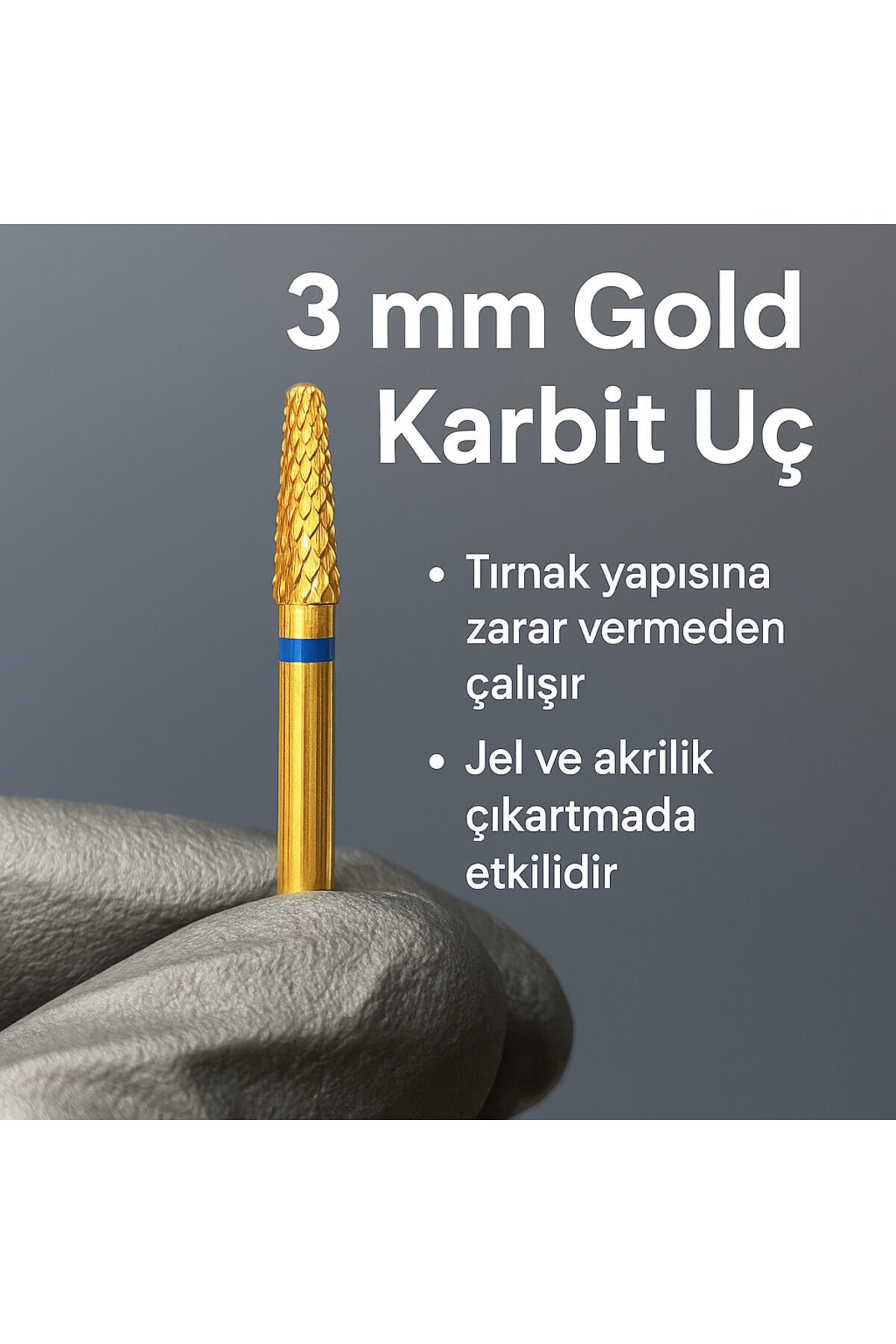 RULIA 3 mm Gold Karbit Freze Tırnak Yapısına Zarar Vermez