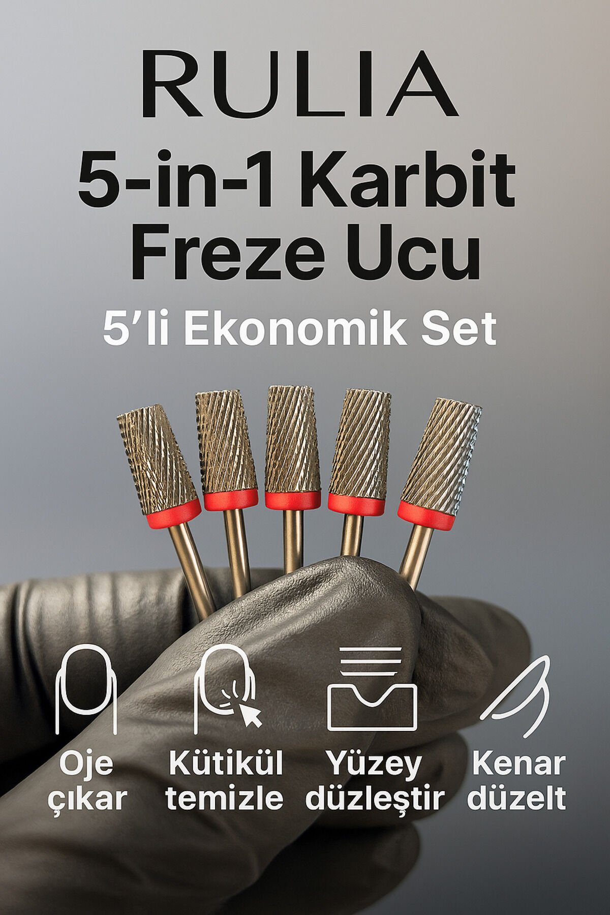RULIA 5-in-1 Karbit Freze Ucu 5li Ekonomik Set