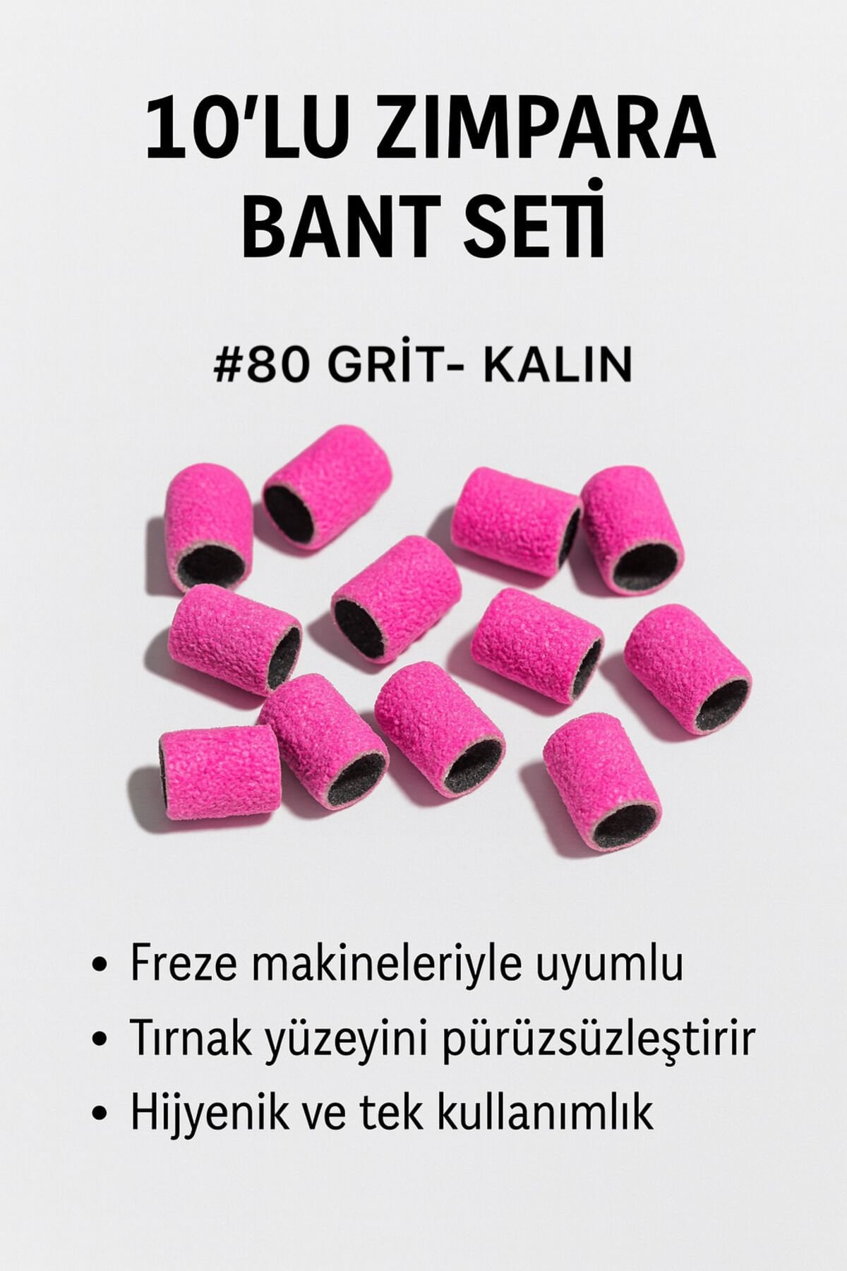 Rulia 80 Grit Jel Sökme Zımparası 10'lu Set | Zımpara Bant | Jel ve Akrilik Çıkarma