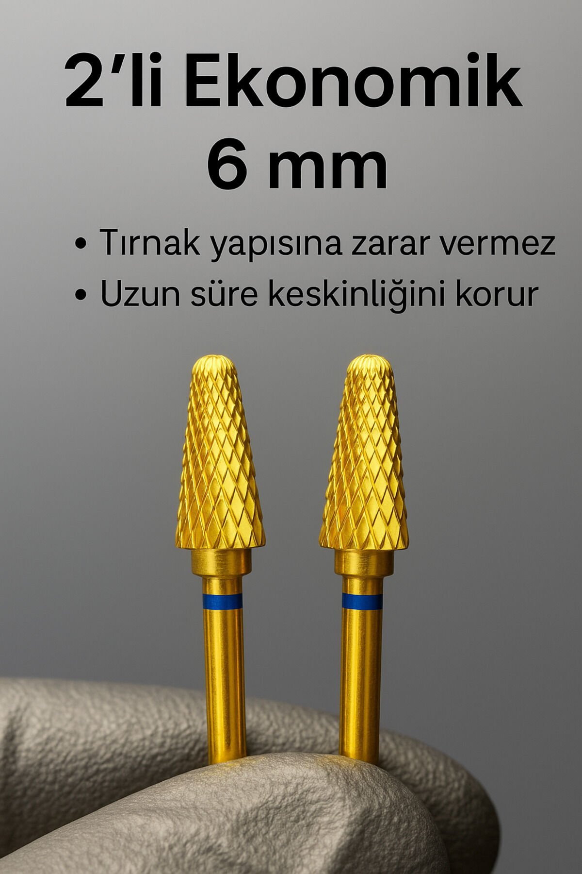 RULIA 2li Ekonomik 6 mm Gold Karbit Uç Uzun Süre Keskinliğini Korur, Tırnak Yapısına Zarar Vermez