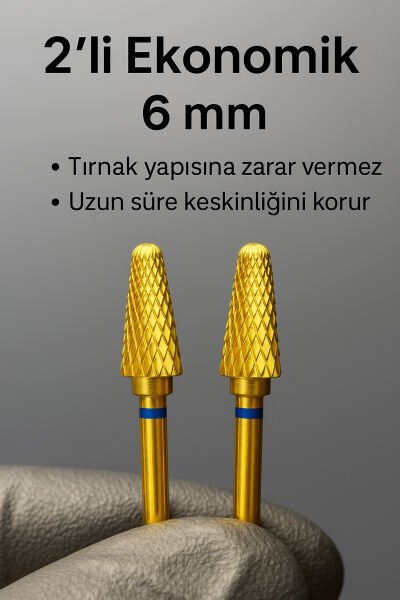 RULIA 2li Ekonomik 6 mm Gold Karbit Uç Uzun Süre Keskinliğini Korur, Tırnak Yapısına Zarar Vermez