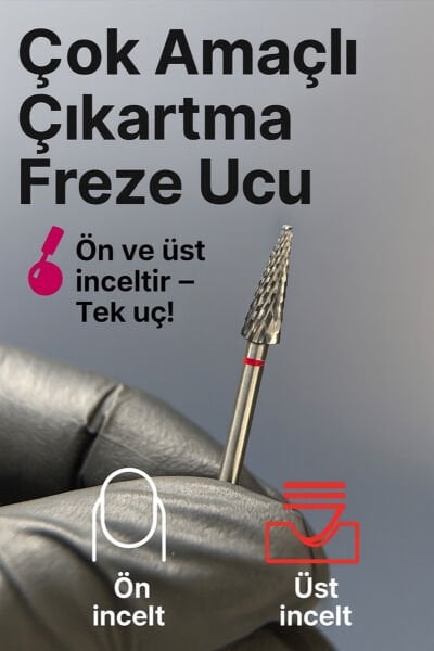 RULIA Kırmızı Çam Tipi Karbit Freze Ucu Jel & Kalıcı Oje Çıkartma İçin Profesyonel Kullanım