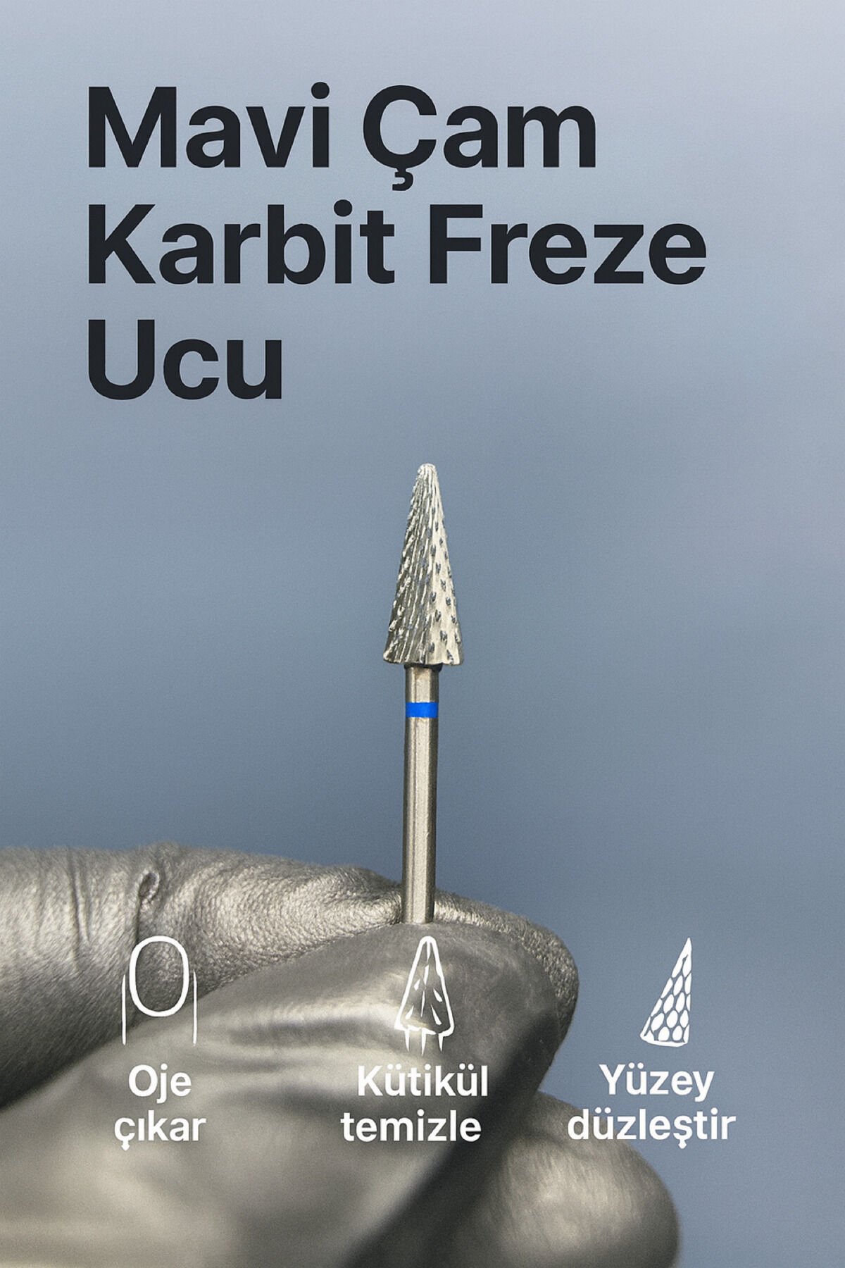 RULIA Mavi Bantlı (Orta) Çam Karbit Freze Ucu Jel & Kalıcı Oje Çıkartma İçin Profesyonel Kullanım