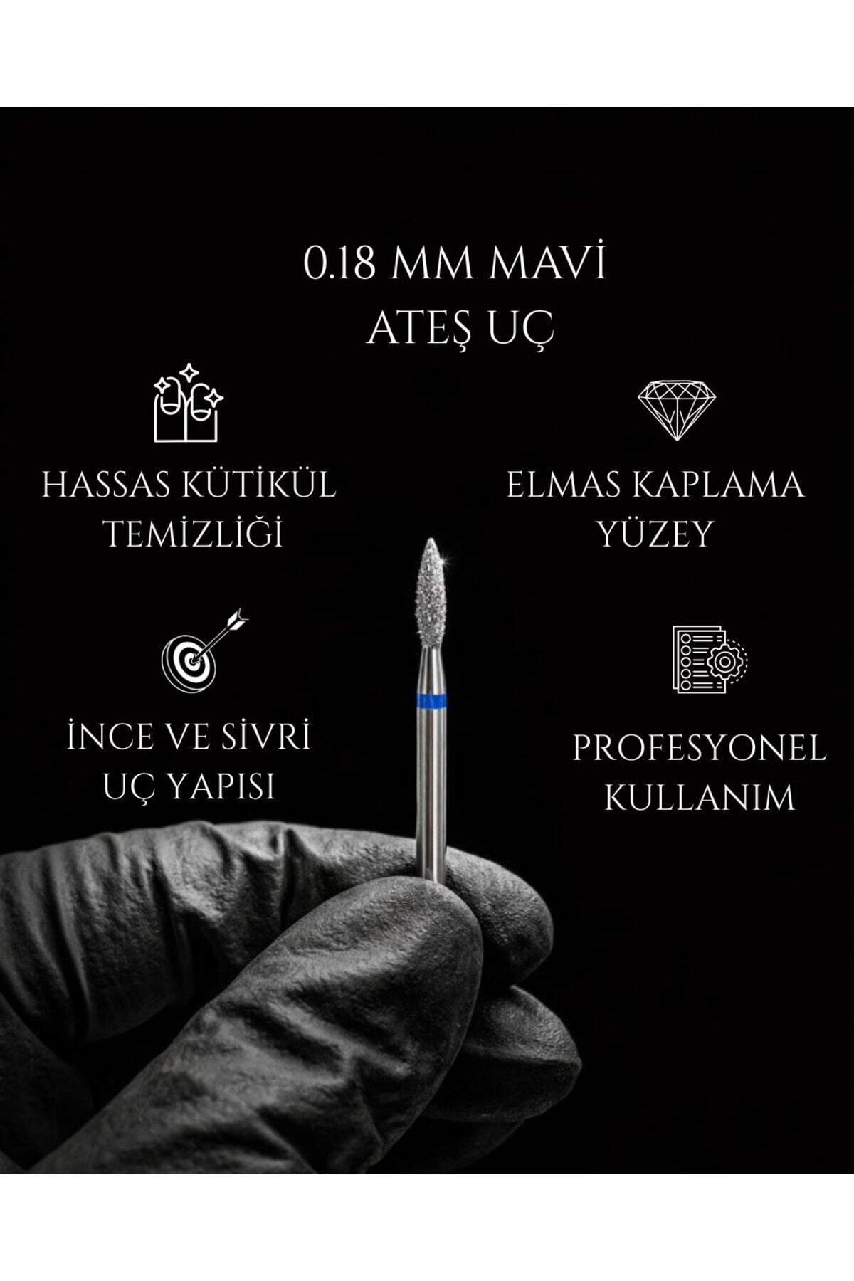 0.18 mm Mavi Ateş Elmas Freze Ucu | Hassas Kütikül ve Detay Temizliği