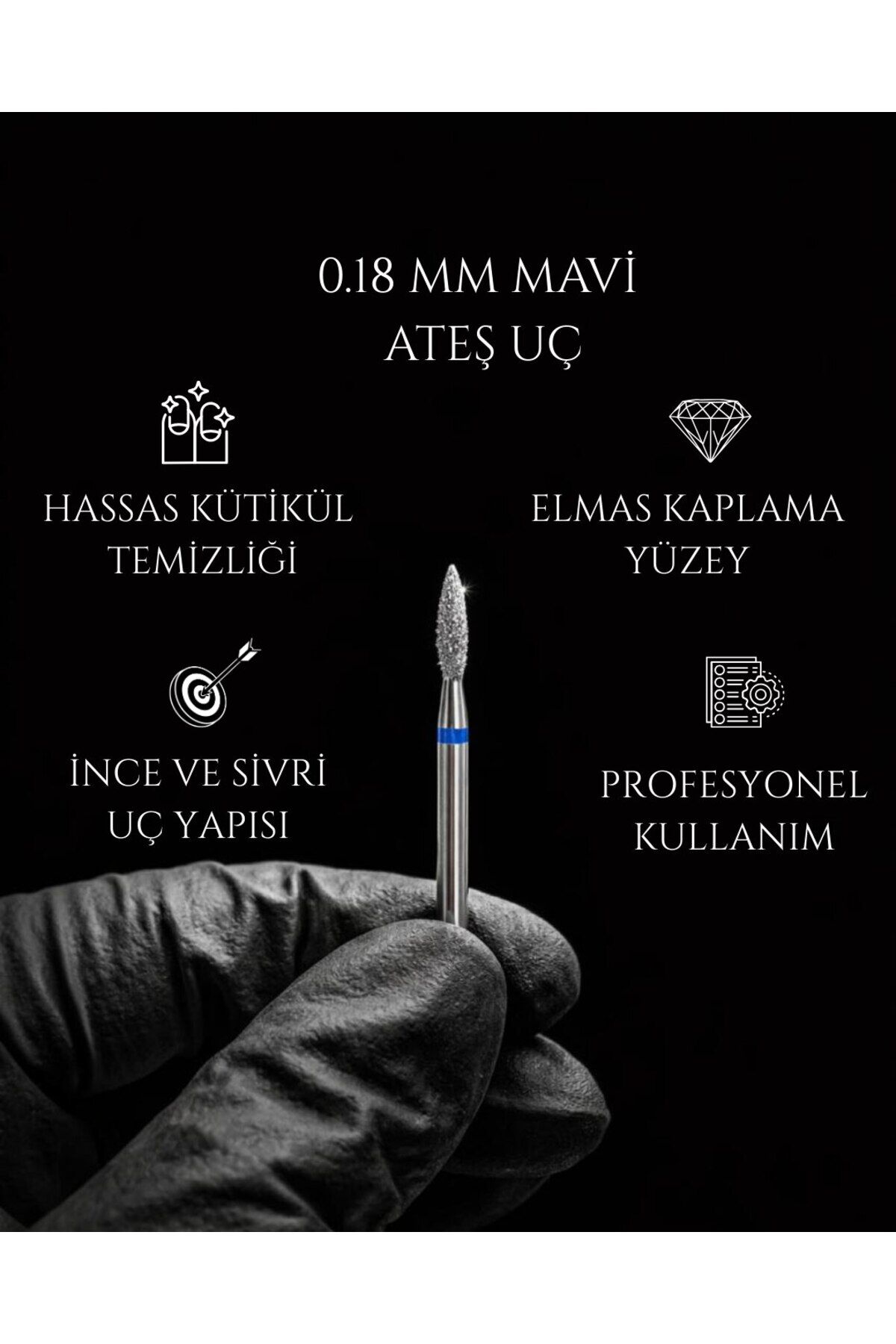 Kütikül Temizleme Ucu 0.18 mm Mavi Ateş Elmas Freze Ucu | Detay Manikür