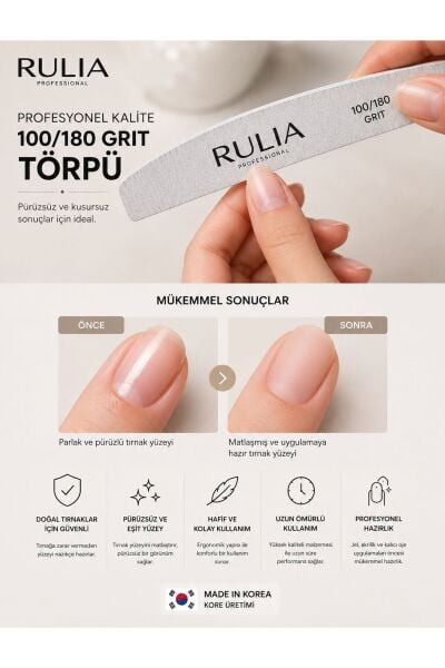100/180 Grit Tırnak Törpüsü Kore Üretimi - Pürüzsüz Sonuç