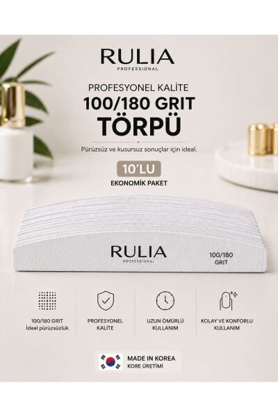 100/180 Grit Tırnak Törpüsü Kore Üretimi 10lu Ekonomik Paket-Pürüzsüz Sonuç