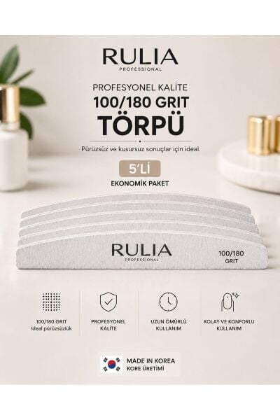 100/180 Grit Tırnak Törpüsü Kore Üretimi 5li Ekonomik Paket-Pürüzsüz Sonuç
