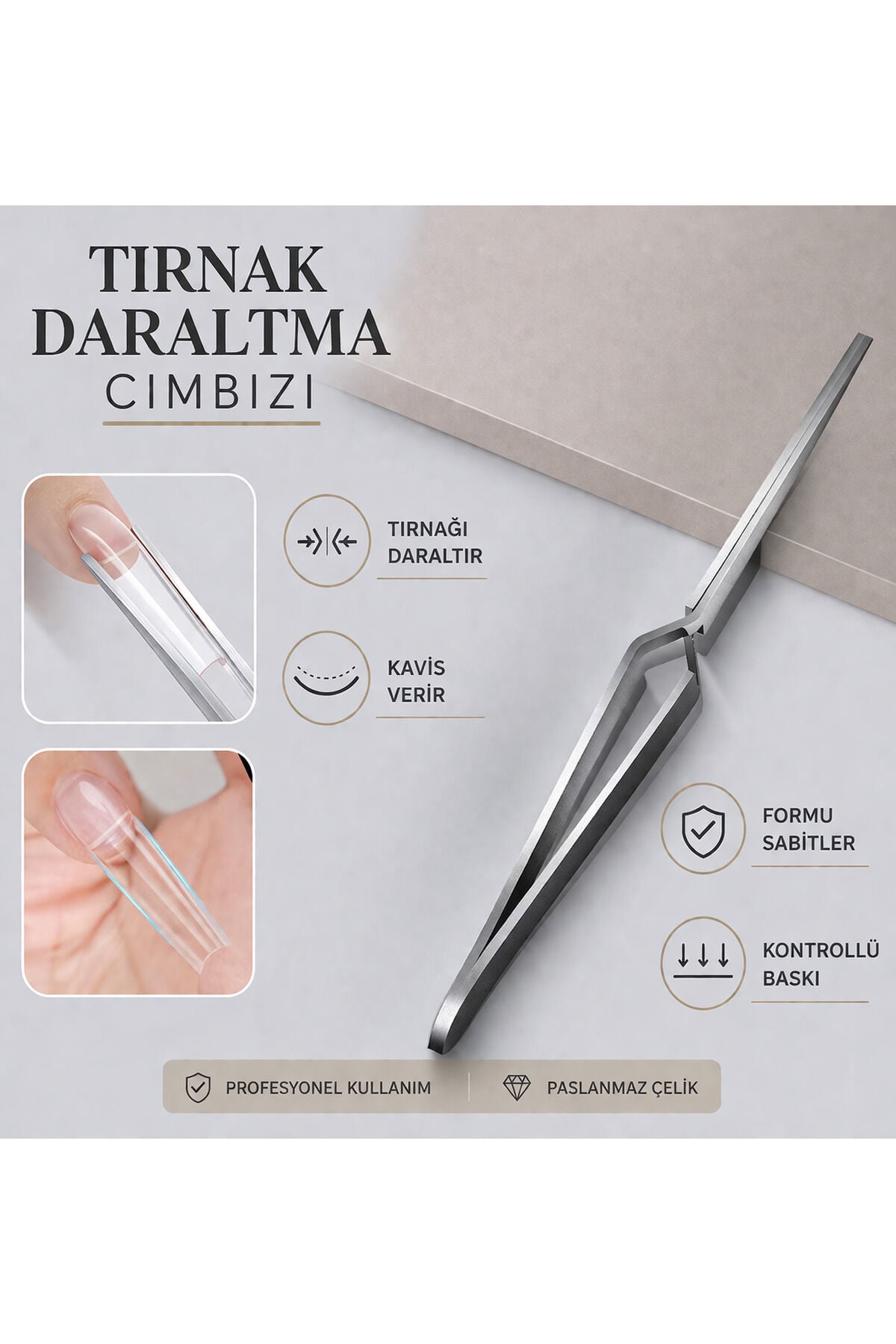 Jel Tırnak Daraltma Cımbızı Kavis Verme ve Form Sabitleme Profesyonel Paslanmaz Çelik