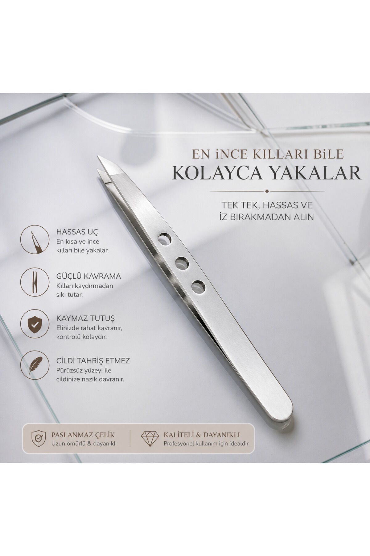 Hassas Uç Kaş Cımbızı En İnce Kılları Kolayca Yakalayan Güçlü Kavrama Paslanmaz Çelik