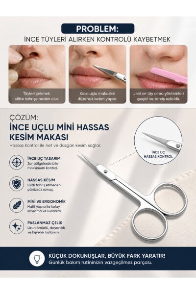 İnce Uçlu Mini Hassas Kesim Makası Paslanmaz Çelik Ergonomik Kontrollü Kullanım