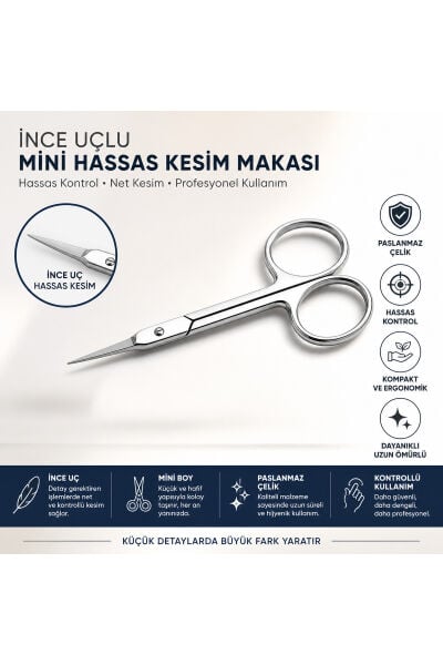 İnce Uçlu Mini Hassas Kesim Makası Paslanmaz Çelik Ergonomik Kontrollü Kullanım