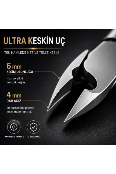Çift Yaylı Kütikül Pensi 6 mm Uç - 4 mm Dar Ağız - Paslanmaz Çelik Hassas Kesim