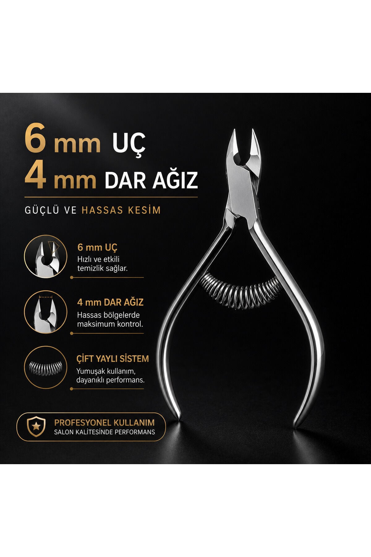 Çift Yaylı Kütikül Pensi 6 mm Uç - 4 mm Dar Ağız - Paslanmaz Çelik Hassas Kesim