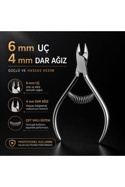 Çift Yaylı Kütikül Pensi 6 mm Uç - 4 mm Dar Ağız - Paslanmaz Çelik Hassas Kesim